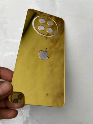 TWUAOP REALME 12 5G MIRROR BACK PANNEL ACRYLIC SHEET APPLE Mobile Skin(Gold)