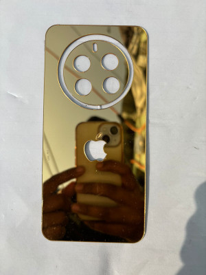 TWROP REALME 12 PLUS 5G ACRYLIC MIRROR APPLE LOGO. Mobile Skin(Gold)