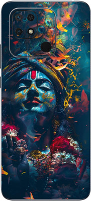 mehra Back Stickers For Redmi 10C Lord Krishna Leather Full Coverage Premium Vinyl Mobile Skin(Multicolor)
