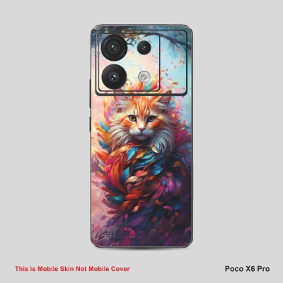 VYBE The Smart Choice Poco X6 Pro Cat Mobile Skin Mobile Skin(Light Orange, Multi Color A16)