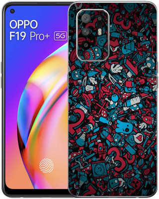 FCS OPPO F19 Pro Plus 5G Printed Back Skin: Red Blue Texture Mobile Skin(Red Blue Texture Skin)