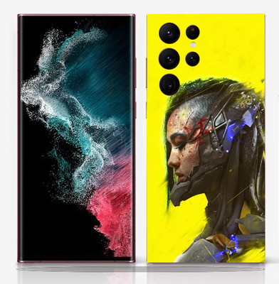 SkinoMania Samsung Galaxy S22 Ultra Mobile Skin(Cyberpunk Girl Multicolor Mobile skin)