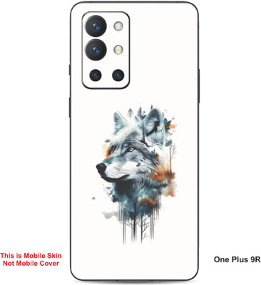VYBE The Smart Choice One Plus 9R Fox Embossed Mobile Skin(White & Light Blue 27)
