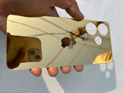 TWUAOP POCO M6 PRO 5G MIRROR BACK PANNEL ACRYLIC SHEET APPLE Mobile Skin(Gold)