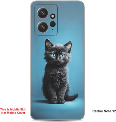 VYBE The Smart Choice Redmi Note 12 Cat Embossed Mobile Skin(Black & Blue 21)