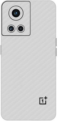 Vcare GadGets One Plus 10 R 5G Skin Back Side With Camera Protection High Quality Premium Mobile Skin(White Carbon Fiber)