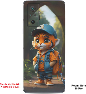 VYBE The Smart Choice Redmi Note 10 Pro Tiger Cartoon Embossed Mobile Skin(Ruddy Brown A1)