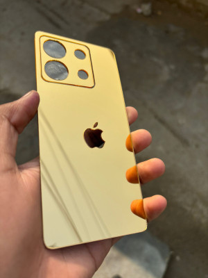 TWUAOP POCO X6 5G MIRROR BACK PANNEL ACRYLIC SHEET APPLE Mobile Skin(Gold)