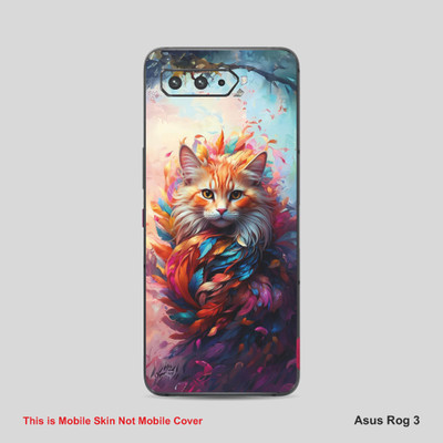 VYBE The Smart Choice Asus Rog 3 Cat Mobile Skin Mobile Skin(Light Orange, Multi Color 2)