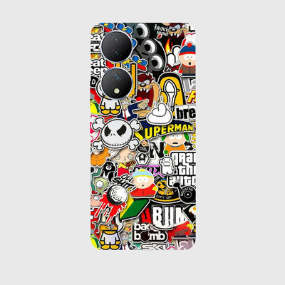 yug emporium VIVO Y100, VIVO T2 3D DIAMOND MODERN MULTI DESIGN PATTERN MOBILE SKIN Mobile Skin(Black)