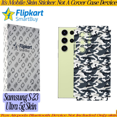 Flipkart SmartBuy samsung s23 ultra 5g skin wrap sticker(back+side+camera)camouflage grey 21s742 Mobile Skin(Multicolor)
