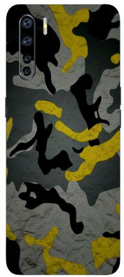 AsSkin Oppo F15 Mobile Skin(Ultra Super Military Yellow Camouflage Matte Finish With High Gloss Finish).)