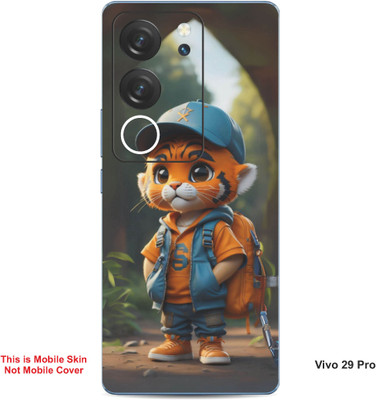 VYBE The Smart Choice Vivo 29 Pro Tiger Cartoon Embossed Mobile Skin(Ruddy Brown B2)