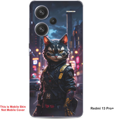 VYBE The Smart Choice Redmi 13 Pro Plus Ninja Cat Embossed Mobile Skin(Bright Grey 9)