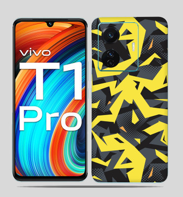 SkinoMania Vivo T1 Pro (5g) Mobile Skin(Yellow & Grey Abstract Multicolor Mobile skin)
