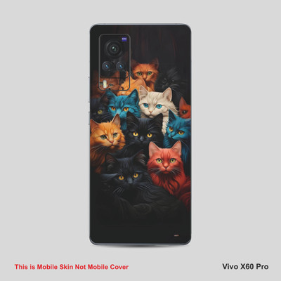 VYBE The Smart Choice Vivo X60 Pro Cat Mobile Skin Mobile Skin(Bluish Purple A6)