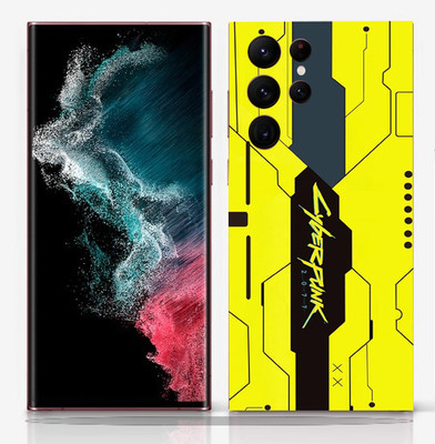 SkinoMania Samsung Galaxy S22 Ultra Mobile Skin(Simple Yellow Cyberpunk Multicolor Mobile skin)