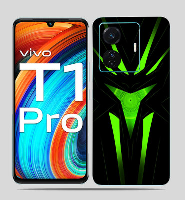 SkinoMania Vivo T1 Pro (5g) Mobile Skin(Black Green Abstract Multicolor Mobile skin)