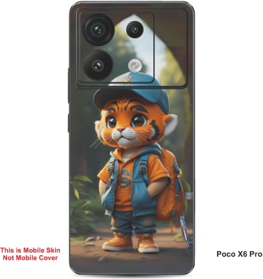 VYBE The Smart Choice Poco X6 Pro Tiger Cartoon Embossed Mobile Skin(Ruddy Brown A4)