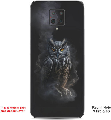 VYBE The Smart Choice Redmi Note 9S Owl Embossed Mobile Skin(Dark Black 17)