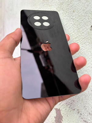 TWUAOP POCO C75 5G ACRYLIC MIRROR BACK PANNEL MERO APPLE Mobile Skin(Black)