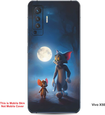 VYBE The Smart Choice Vivo X50 Tom & Jerry Embossed Mobile Skin(Dark Slate Grey B7)