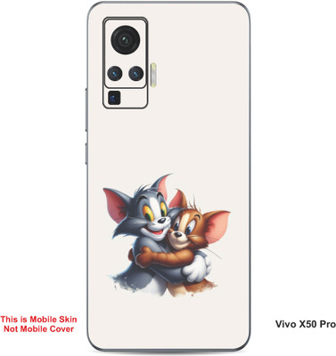 VYBE The Smart Choice Vivo X50 Pro Tom & Jerry Embossed Mobile Skin(Soft Peach B8)