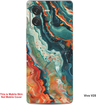 VYBE The Smart Choice Vivo V25 Abstract Embossed Mobile Skin(Greenush Blue 4)