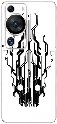 FCS Huawei P60 Pro Printed Back skin Mobile Skin(Digital Flaming Cyber Skull Blue)