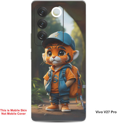 VYBE The Smart Choice Vivo V27 Pro Tiger Cartoon Embossed Mobile Skin(Ruddy Brown B5)
