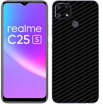 candeal mart Realme C25s carbon fiber 3D back skin / sticker wrap / Protective film Mobile Skin(Black)
