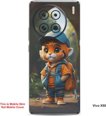 VYBE The Smart Choice Vivo X90 Tiger Cartoon Embossed Mobile Skin(Ruddy Brown B14)