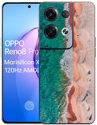 FCS OPPO Reno8 Pro 5G Printed Back Skin: Aerial View Beach Mobile Skin(Aerial View Beach Skin)