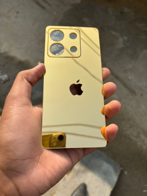 TWUAOP POCO X6 5G MIRROR BACK PANNEL ACRYLIC SHEET APPLE Mobile Skin(Gold)
