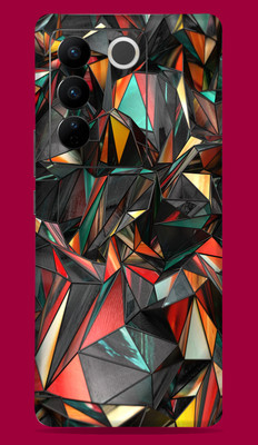 SkinoMania Vivo V27 Pro 5G Mobile Skin(Multicolor polygon-red)