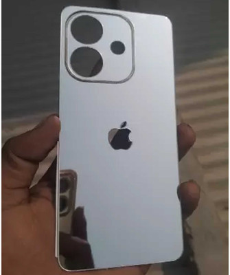 Mokteck S_OPPO A3x 5G Glossy Silver Glass Finish Back Panel Skin with Apple Logo Mobile Skin(Silver)