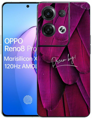 FCS OPPO Reno8 Pro 5G Printed Back Skin: Pink Feather Mobile Skin(Pink Feather Skin)