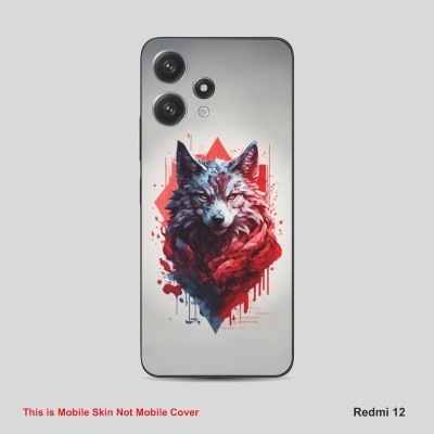 VYBE The Smart Choice Redmi 12 Animal Mobile Skin Mobile Skin(Dusty Grey, Pastel Red A17)