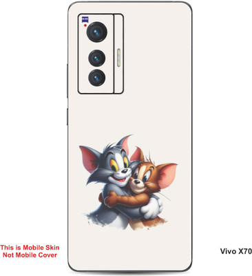 VYBE The Smart Choice Vivo X70 Tom & Jerry Embossed Mobile Skin(Soft Peach B10)
