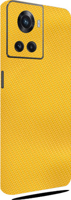 TJ CREATION OnePlus 10R 5G Mobile Skin(Ultra Super yellow carbon fibre Skin With High Matte Finish.)