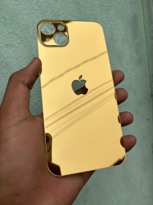 TWUAOP I PHONE 14 PLUS MIRROR BACK PANNEL ACRYLIC SHEET APPLE Mobile Skin(Gold)