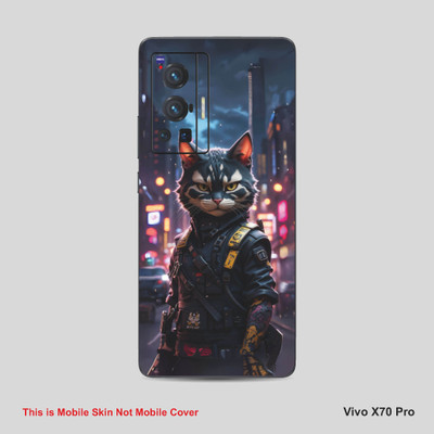 VYBE The Smart Choice Vivo X70 Pro Anime Ninja Cat Mobile Skin Mobile Skin(Pinkish Purple, Dusty Grey A8)