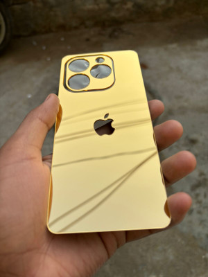 TWUAOP INFINIX HOT 40I BACK PANNEL ACRYLIC SHEET APPLE Mobile Skin(Gold)