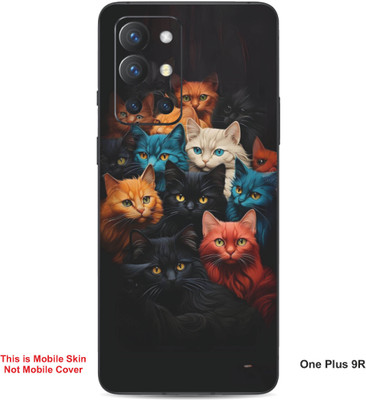 VYBE The Smart Choice One Plus 9R Cat Embossed Mobile Skin(Deep Black 27)