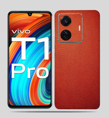 SkinoMania Vivo T1 Pro (5g) Mobile Skin(Red-Leather Mobile skin)