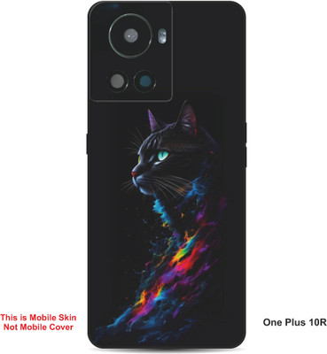 VYBE The Smart Choice One Plus 10R Cat Embossed Mobile Skin(Charcoal Grey 30)