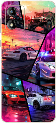 yug emporium Moto E13 Anime Car 3D Premium Theme Full Back & Side Coverage Mobile Skin(Multicolor)