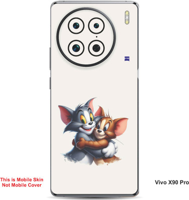 VYBE The Smart Choice Vivo X90 Pro Tom & Jerry Embossed Mobile Skin(Soft Peach B15)