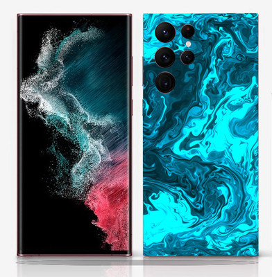 SkinoMania Samsung Galaxy S22 Ultra Mobile Skin(Light-Blue Multicolor Mobile skin)