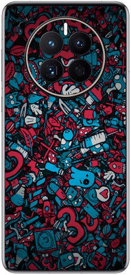 FCS Huawei Mate 50E Printed Back skin Mobile Skin(Red Blue Texture)